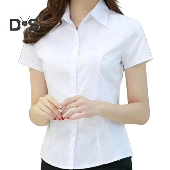 Женская рубашка с лацканами, коротким рукавом, пуговицами, планкой, рубашка, топы, однотонная, облегающая, офисная, деловая рубашка, рабочая одежда