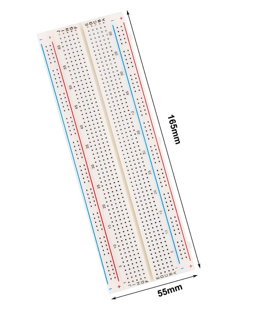 KKHMF 2 шт. MB-102 830 точек подключения Макетная плата Макетная плата без пайки Плата PCB Экспериментальная плата для прототипирования 165x55x10 мм