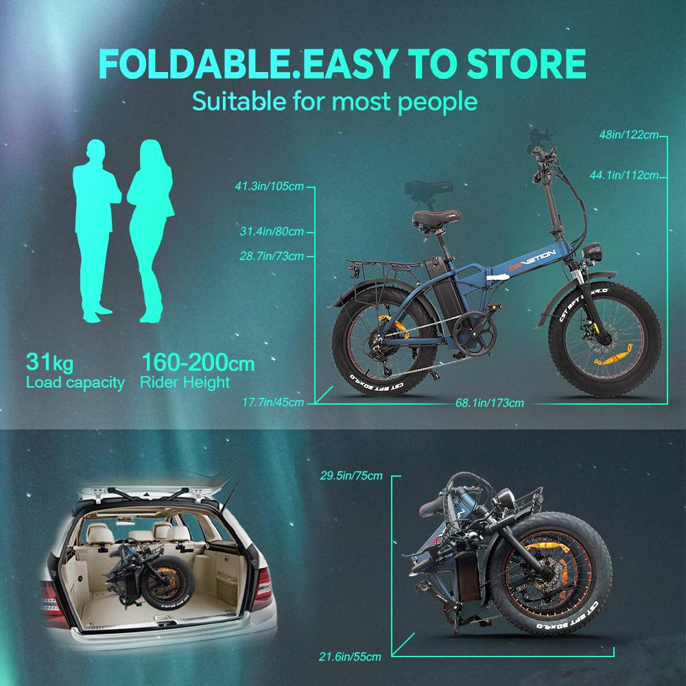 Electric Bike Foldable Drvetion 20" 750W Motor City Ebike Top Speed 45Km/h Max 80Km Load 150Kg AT20