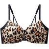 New sexy leopard print front buckle seamless underwear women's small breasts gather beautiful back bra cover