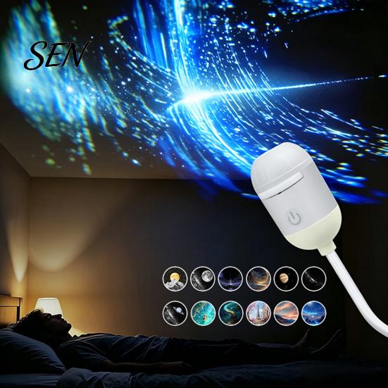 Ночник-проектор звездного неба USB, Звездный проектор, Гибкая лампа на гибкой ножке с 3/4/6/12/24 пленками, Светодиодная подсветка для спальни, Декор потолка