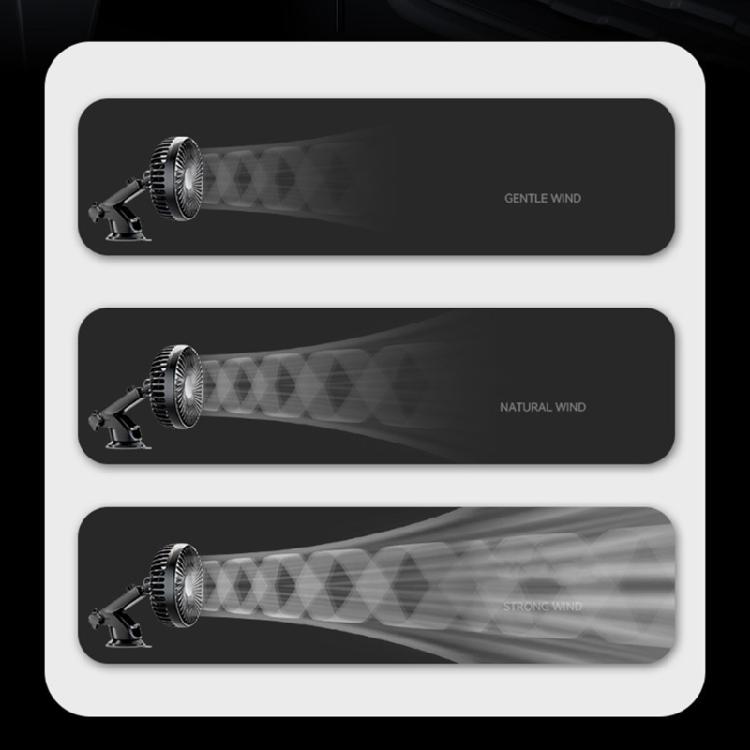 Car Dashboard Windscreen Mount Cooling Fan Suction Cup Fan 3 Speed Adjustment USB Air Circulator Fan 360 Degree Rotating