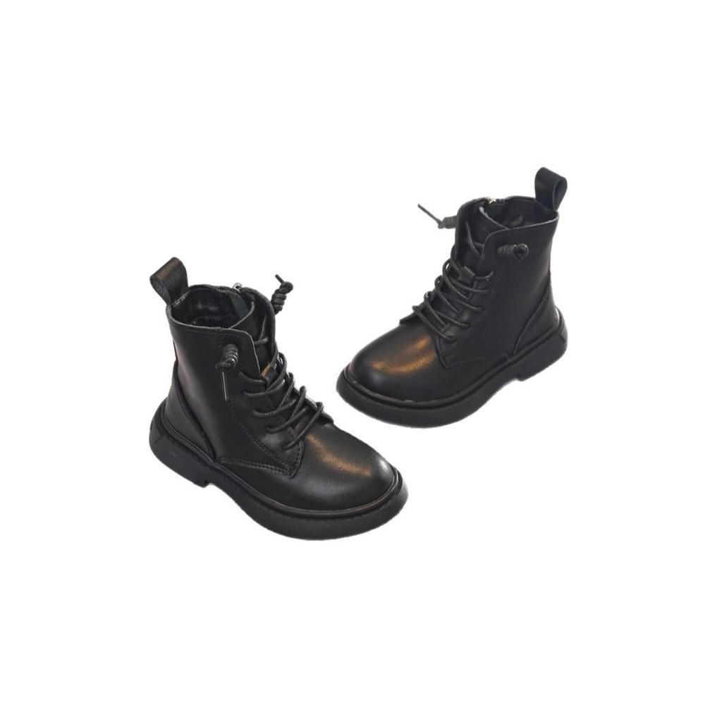 Детский Доктор. Черные ботинки Martens - Британский стиль, С подкладкой из флиса, Короткие ботинки для детей на весну/осень