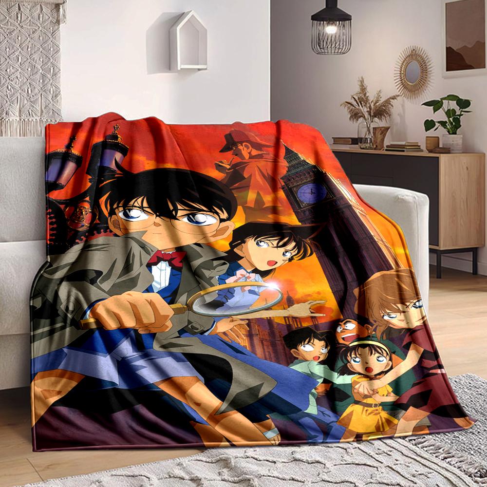 1Pc Detective Conan Mystery Flannel Blanket, Soft And Comfortable, Casual Warm, Camping Travel, Christmas, Halloween Xmas Gift L1273