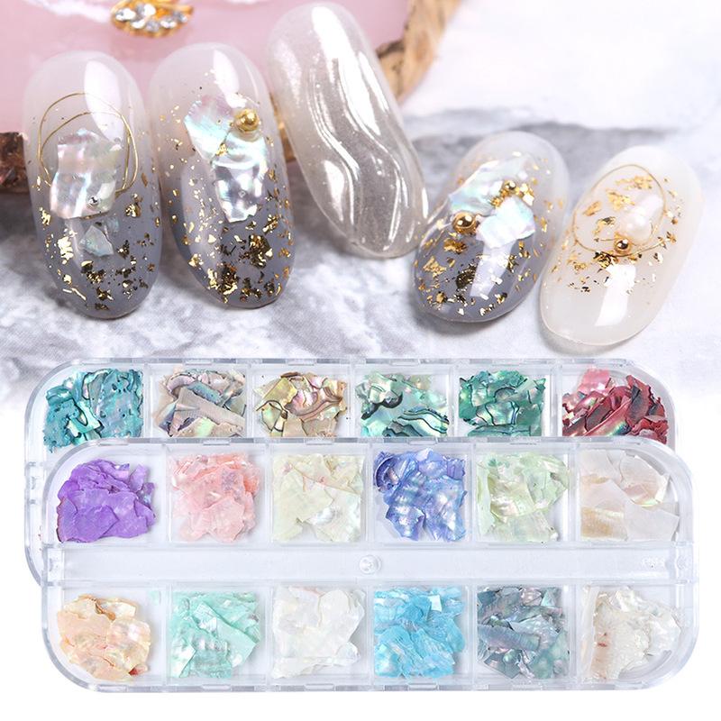 1 Box Nails Abalone Shell Fragments Texture Natural Sea Shell 3D Charm Shell Nail Art Decoration DIY Beauty Tools