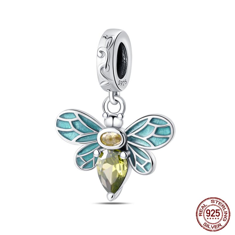 100% 925 Silver Exquisite Cubic Zircon Butterfly Bee Ladybug Charms Bead Fit Qikaola Original Bracelet Fine DIY Jewelry