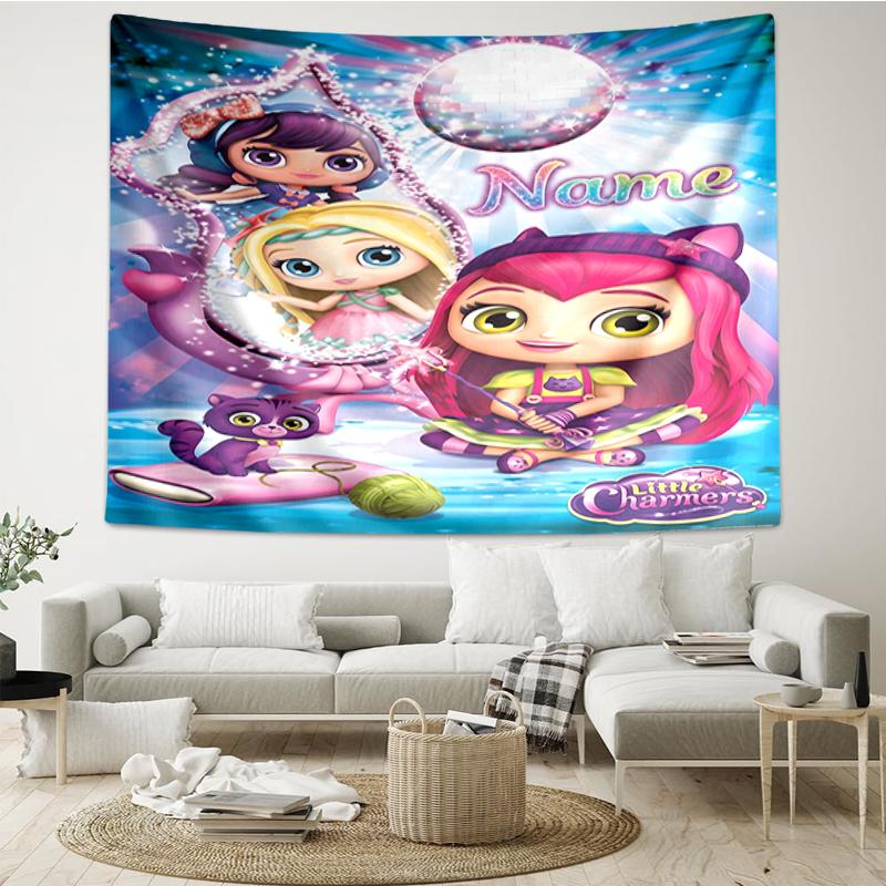 Custom Name Little Charmers Print Tapestry, Backdrop, Easy Setup, Ideal for Bedroom, Office & Living Room, with Aesthetic Wall Hanging Decor.
