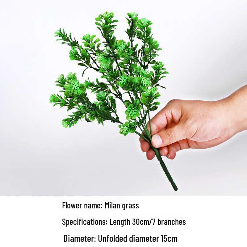 Green Plant Flower Box: Artificial Single Stem Display & Grass Partition for Office or Restaurant Decor