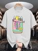 Unisexs Crew Neck T Shirt Funny Cat Hiding Inside Sardine Can Colorful Cartoon Graphic Short Sleeve Casual Cotton Fun Street Tees