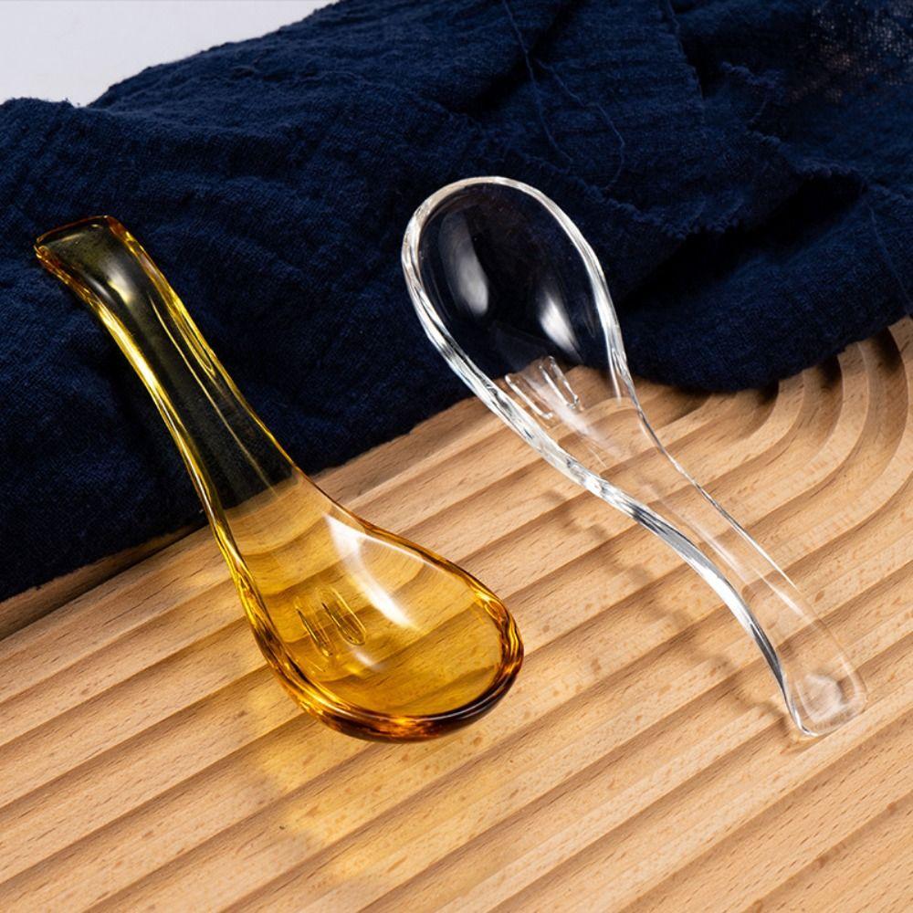 Kitchen Accessories Colorful Crystal Glass Spoon Elegant Smooth Serving Spoons Multifunctional Household Dessert Teaspoons Party