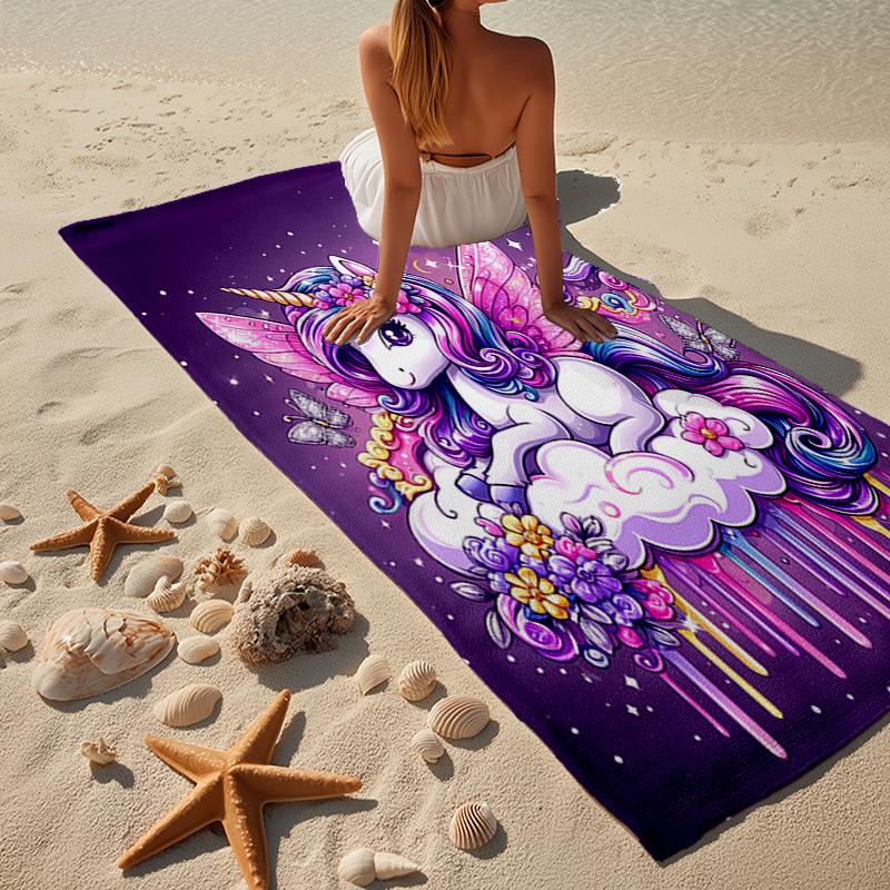 Rainbow Unicorns Garden Beach Towel, Super Soft Microfiber, Gift for Her/Him, Birthday, for Pool, Beach, Travel, Home Decor Fan gifts
