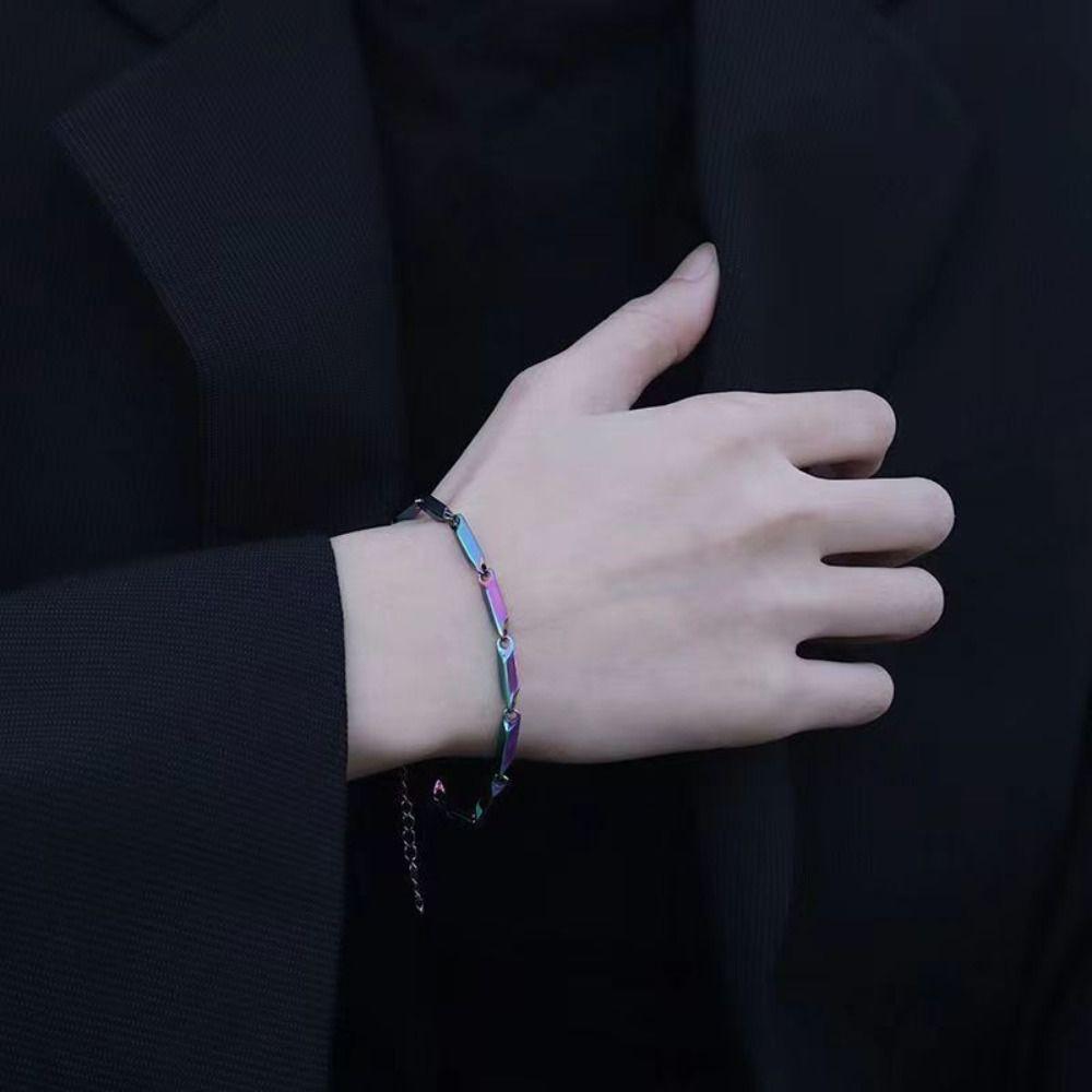 Хип-хоп Простая Личность Изысканный Мужской Браслет Ромбовидная Цепь Корейские Украшения Геометрический Браслет