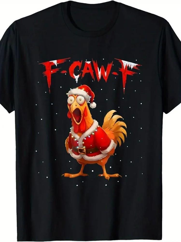 Chicken Christmas Shirt - F-Caw-F Rooster Meme with Santa Hat Shirt S-5XL Q4123 Unisex T-Shirt