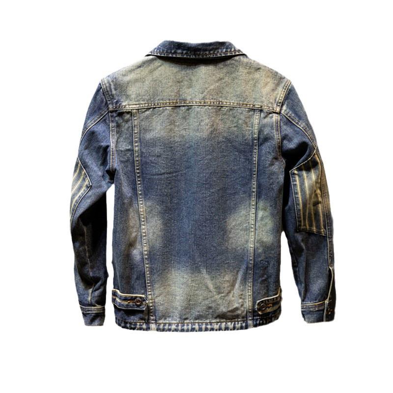 Мужская куртка ретро из темного денима: Трендовый европейский и американский уличный стиль