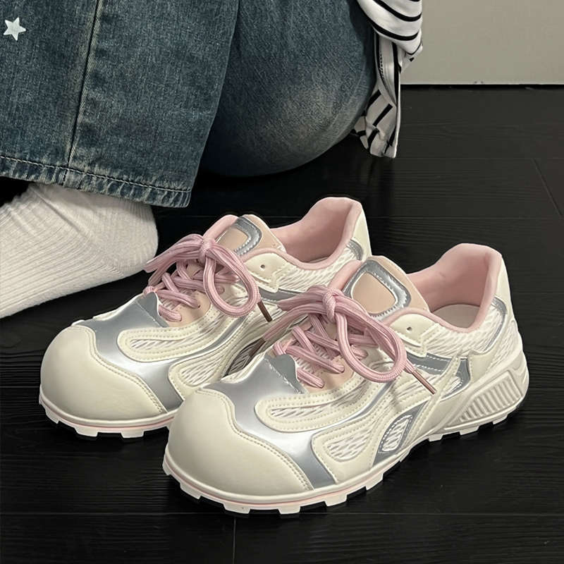 Эстетика беспорядка Боулинг-туфли Обувь Форреста Гампа Женская Летняя 2025 Новые Дышащие Сетчатые Повседневные Папины Туфли Женские