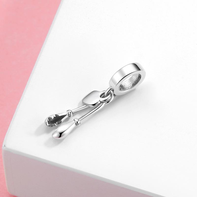 S925 Sterling Silver Beaded Pendant Egg Beater Bread Machine Kitchen Utensils Bracelet Diy Accessories Loose Beads