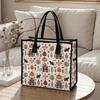 Halloween Themed Tote Bag Portable Casual Canvas Shopping Handbag for Daily Use