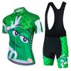 Summer Cartoon Fun Bean M Bean Team Edition Mountain Cycling Suit Men'S And Women'S Short Sleeve Suit Strap Shorts Riding