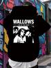 Толстовка "WALLOWS Live at the Roxy" - Черная повседневная толстовка с графическим принтом и карманом-кенгуру