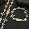 Boutique Fashion Design Cluster Colorful Brass Cube Zircon Tennis Chain Necklace Women Men Party Gift Hip Hop Jewelry