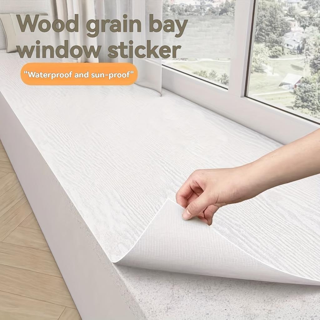 1 Roll, Self-Adhesive Black and White Wood Grain Window Sill Stickers, Waterproof & - Suitable for Furniture, Cabinets, and Threshold Renovation