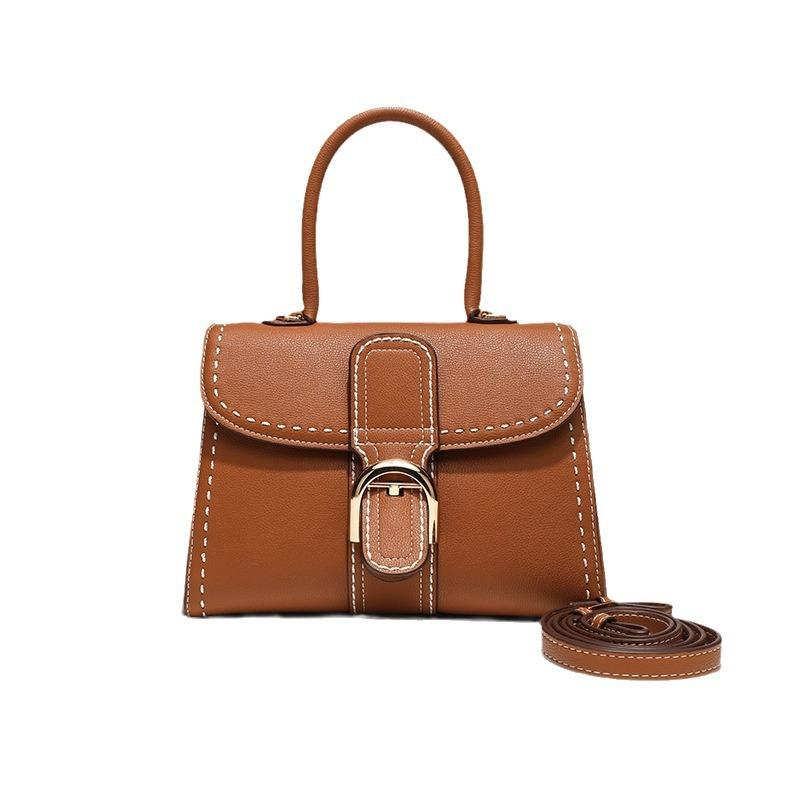 2024 New Niche High-End Stitched Fashion Handbag with High-Quality Horseshoe Buckle, Single-Shoulder Crossbody Small Square Bag