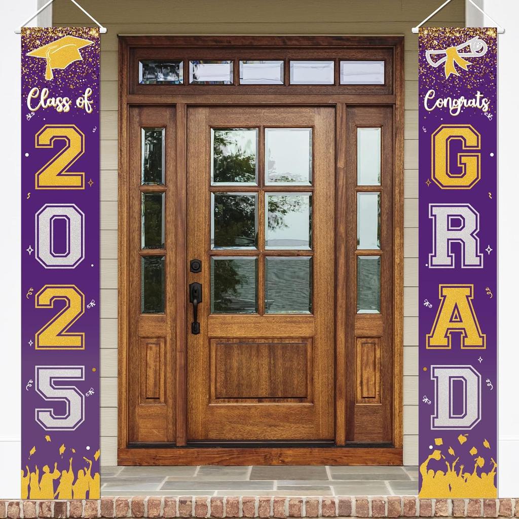 2025 Graduation Decorations - Class of 2025 Porch Banner Sign Congrats Grad Porch Banner, Graduation Party Decorations for Home/School Porch Door