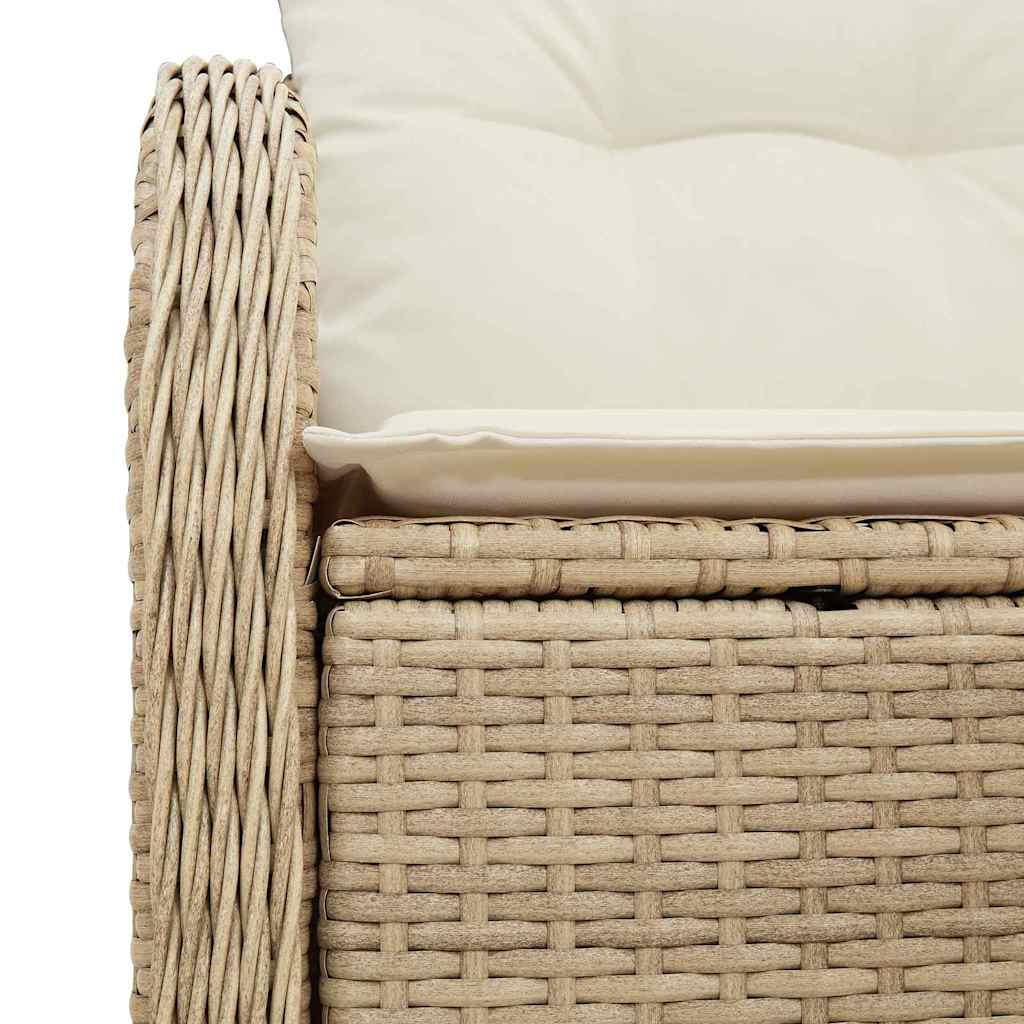 Garden Sofa with Cushions Beige 121 x 62 x 69 cm Poly Rattan