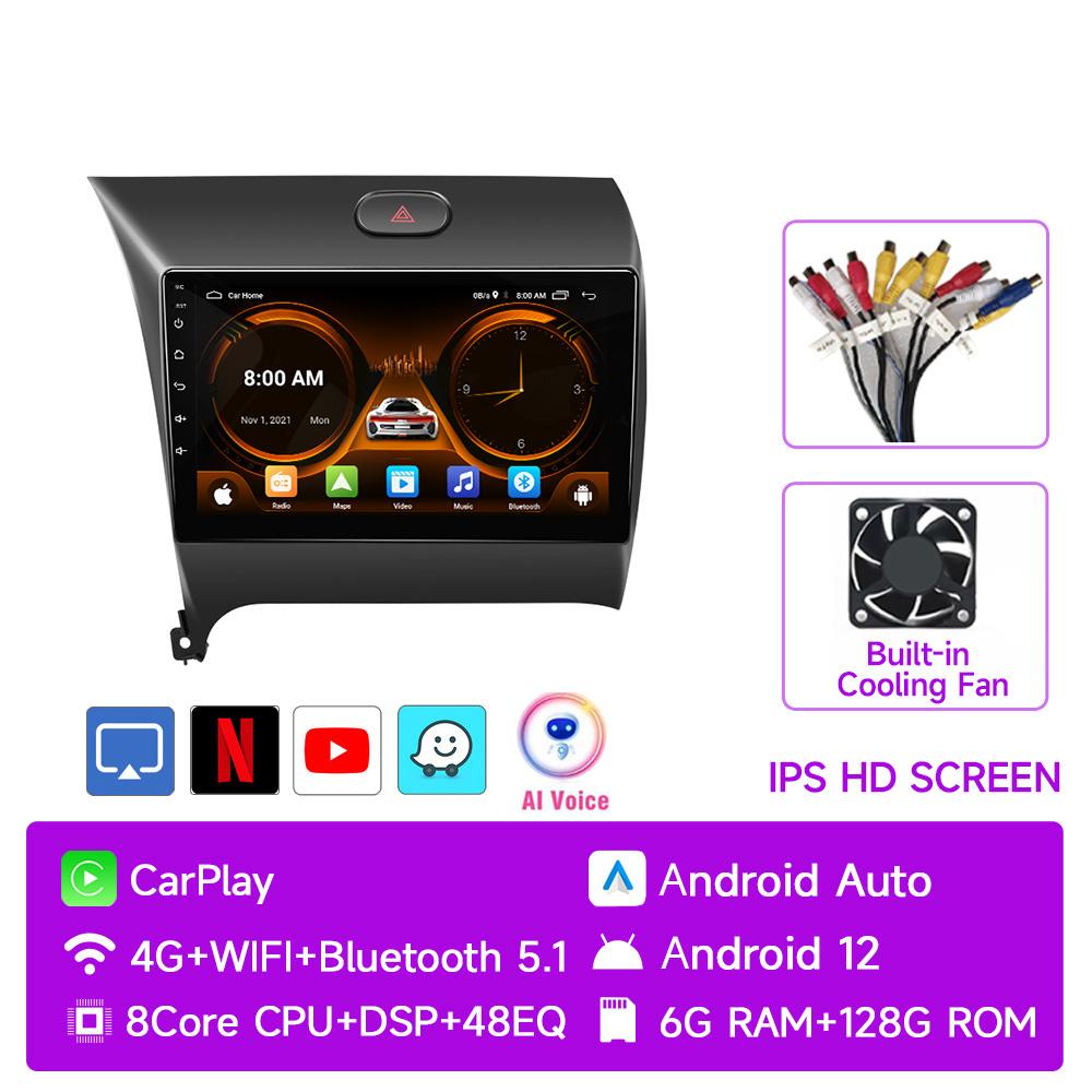 JIUYIN 9" 4G Carplay 2din Android 12 Автомагнитола Мультимедийный Видеоплеер Навигация GPS Для Kia K3 Cerato Forte 2013-2017 3 YD