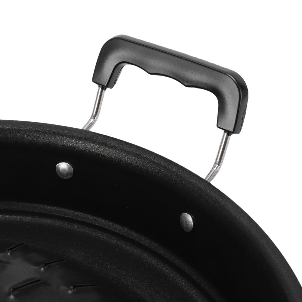 Black Thai BBQ Grill Pan Iron Round Thai Style BBQ Portable Grill Pan with Side Restaurant Use