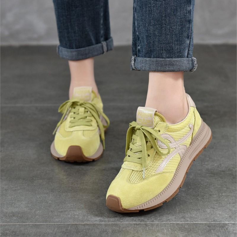 Johnature Дышащая сетчатая сшивка из натуральной кожи для спорта и отдыха, нескользящая мягкая подошва, женская обувь