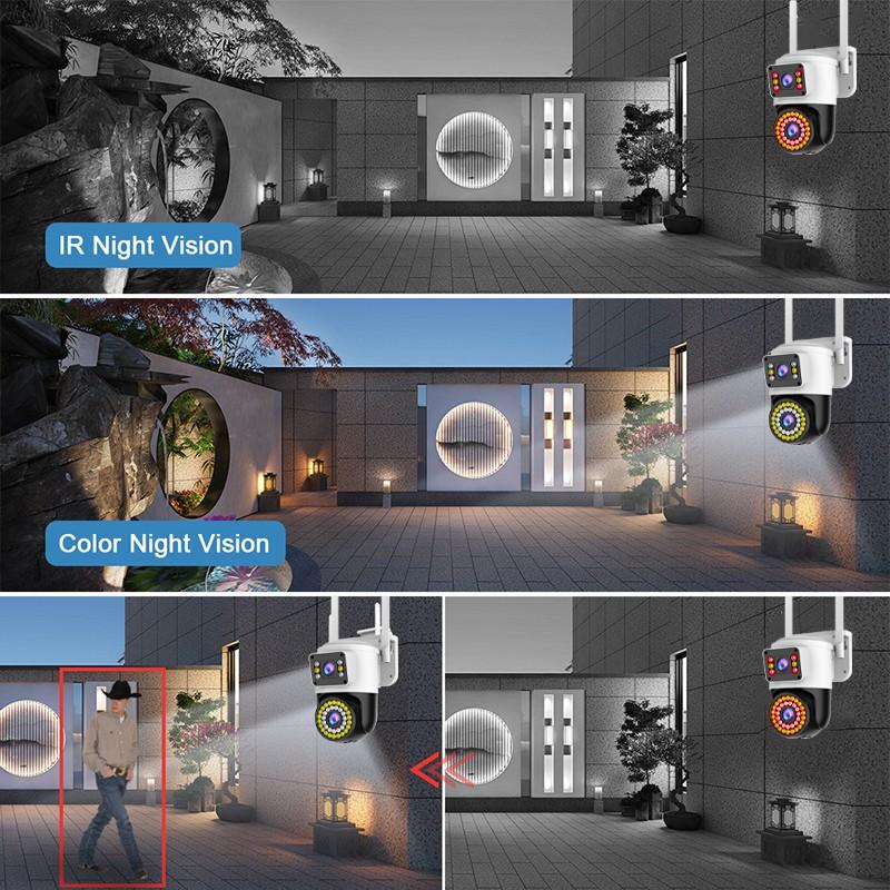 4MP 2K  IP WiFi Security Camera PTZ Dual Lens / Screen CCTV Outdoor Waterproof WiFi Surveillance Cameras Smart Home Security Camera