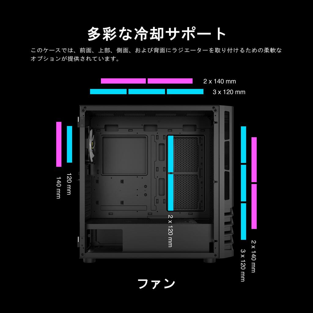 Корпус GAMDIAS Argus M4 Airflow из закаленного стекла ATX с высокой скоростью воздушного потока, система управления кабелями, просторный салон, 120- и 1 140-мм вентилятор, в комплекте, черный