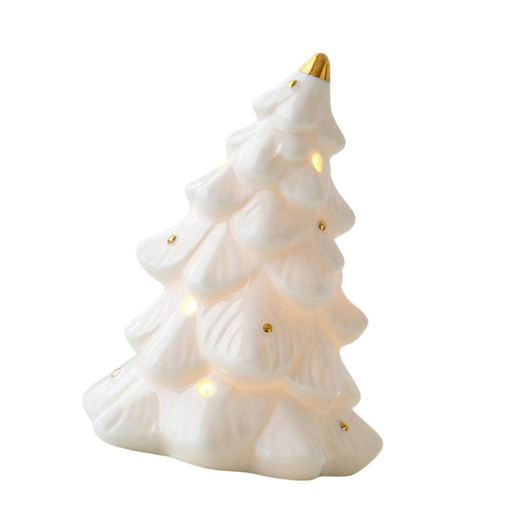 Керамический Вырез Снеговик Машина Рождественская Елка Украшение со Светодиодной Подсветкой Декор Для Дома Офиса Рабочего Стола Праздничный Подарок