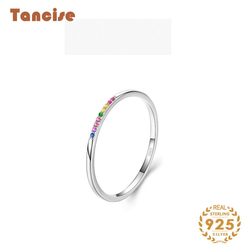 Tancise Classic 925 Sterling Silver Zircon Ring Ladies Jewelry Wedding Promise Party Gift