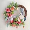 NEW Easter Rabbit Flowers Wreath Ribbon Wreath Door Wall Oranments Home Party Festival Decoration