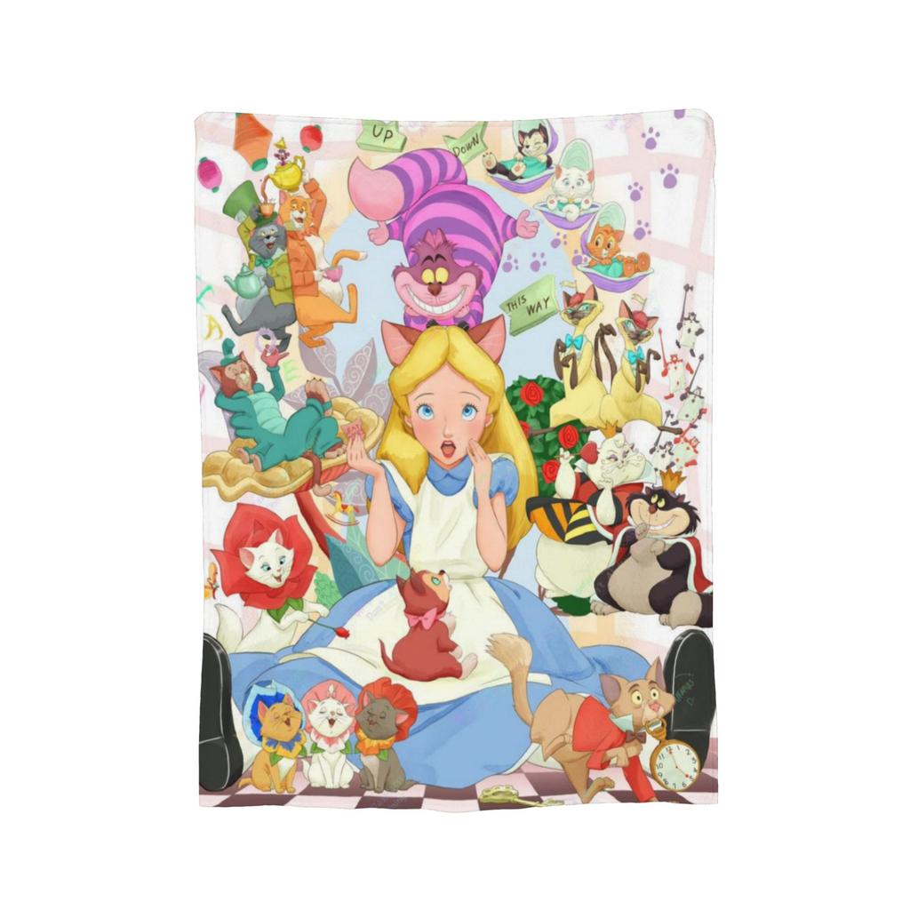 Alice In Wonderland  Knitted Blanket  Plush Throw Blanket Bed Sofa Decoration Soft Warm Bedsprea,