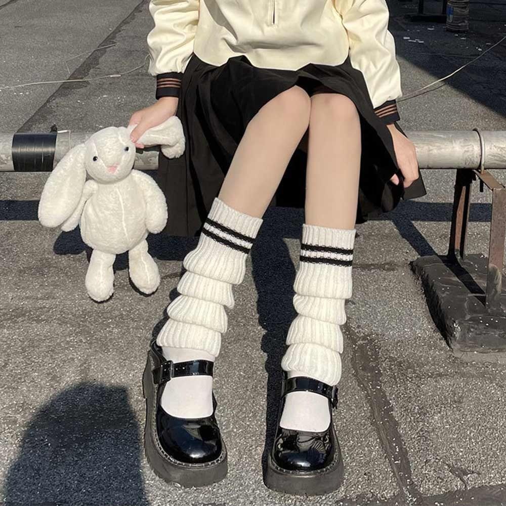 Черные гетры готическая лолита вязаные длинные носки стильные аксессуары для женщин