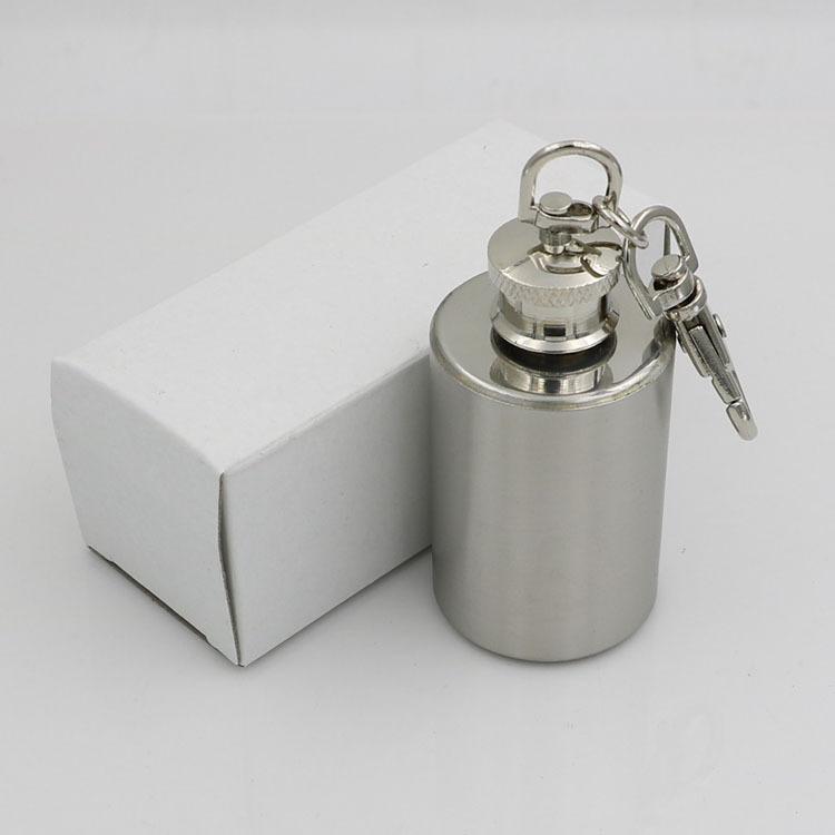 1 OZ Stainless Steel Mini Hip Flask with Keychain Screw Cap Portable Alcohol Flask Liquor Whiskey Bottle Outdoor Travel Gifts