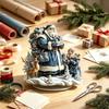 Акриловые рождественские настольные украшения Синий Санта Настольное украшение, Винтажные Дети Олень Снежная Сцена Декор, Настольные Декоративные Элементы Рождество