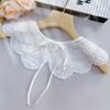 White Lace Fake Collar Women's Blouse Cloud Shoulder Scarf Shawl Embroidered Flower Detachable Collar Top Clothing Accessories