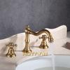 Solid Brass Bathroom Basin Mixer Tap Antique Brass  Kitchen Sink Faucet Dual Handles 3 Holes 3 Pcs Deck Mounted Basin Faucet