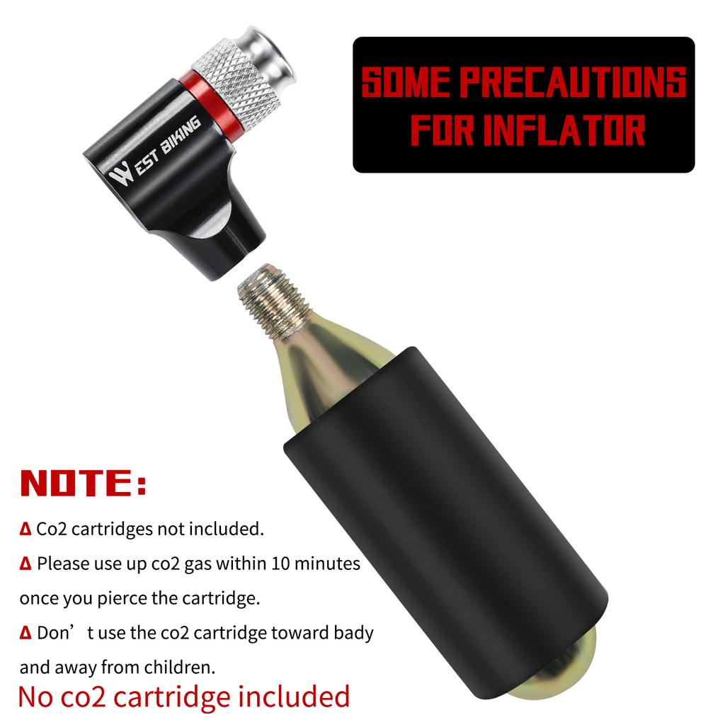 WEST BIKING CO2 Mini Pump Inflator Portable Pump Schrader Presta Valve Adapter Pump CO2 Cartridge MTB Road Bicycle Pump