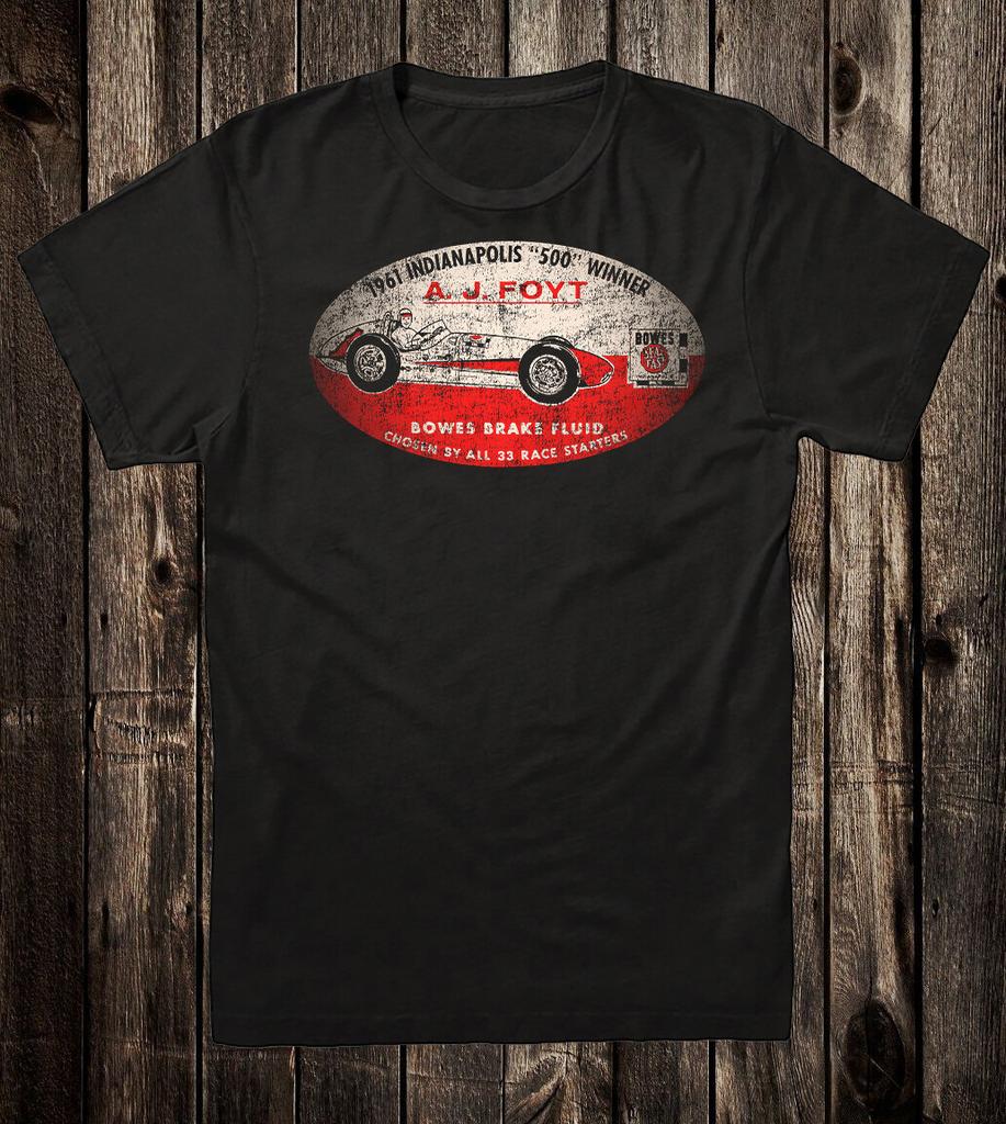 Ретро Футболка Хот Род 100% Хлопок Speed Shop Indy 500 AJ A.J. Фойт 1961