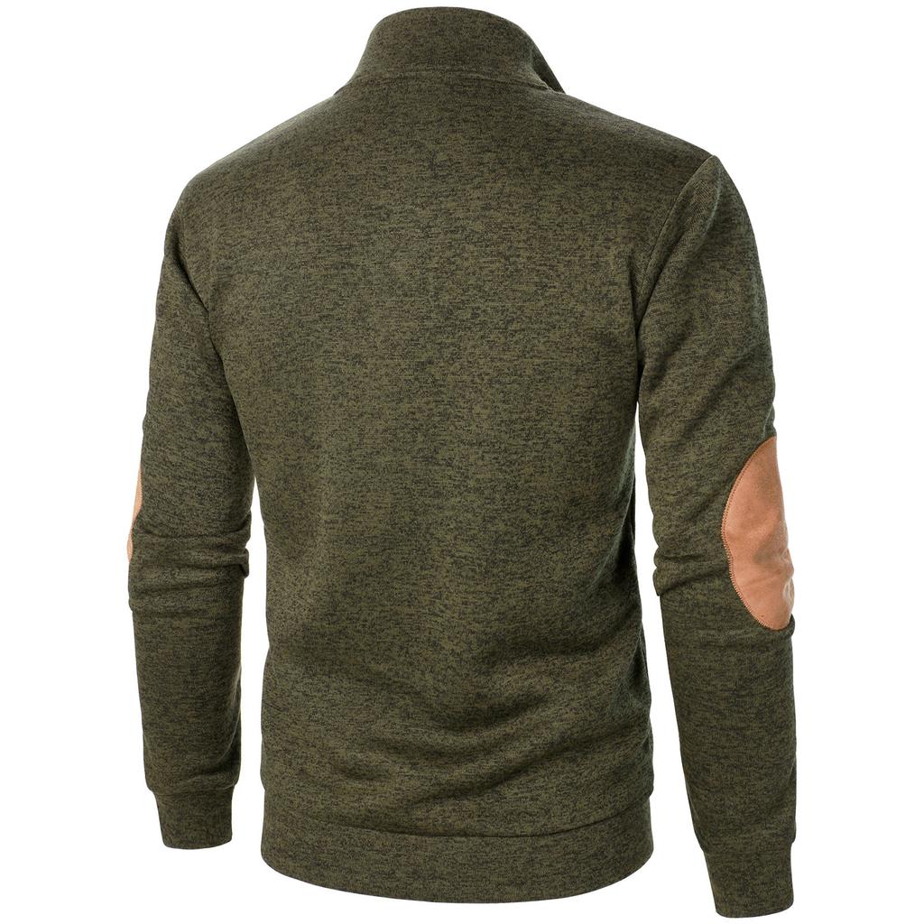 Men's Stand Up Collar Sweatshirt With Patchwork Casual Design