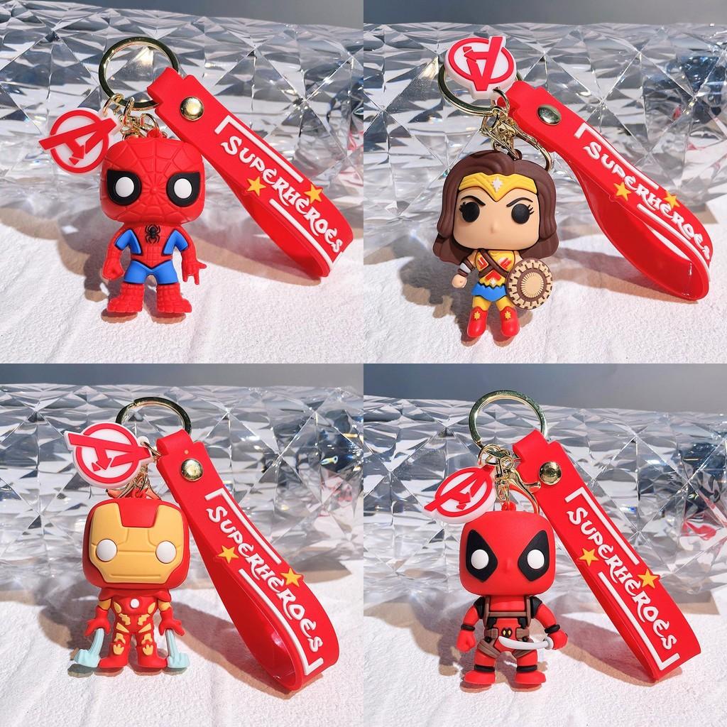 Adorable Marvel Superhero Keychain With Spider-man Iron Man Batman In Durable Silicone