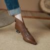 2024 Retro Women Ankle Boots Genuine Leather Quality Autumn Winter  Pointe Toe Thin High Heels Elegant Office Lady Boots Woman