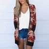 Женский рождественский кардиган с длинными рукавами и принтом, легкая куртка