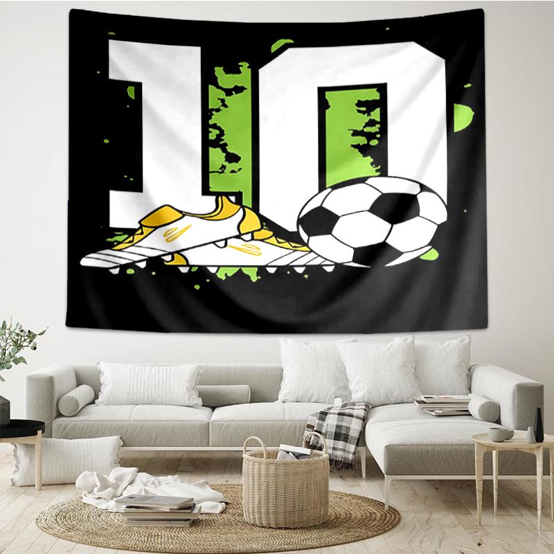 Soccer Print Tapestry, Backdrop, Easy Setup, Ideal for Bedroom, Office & Living Room, with Aesthetic Wall Hanging Decor.