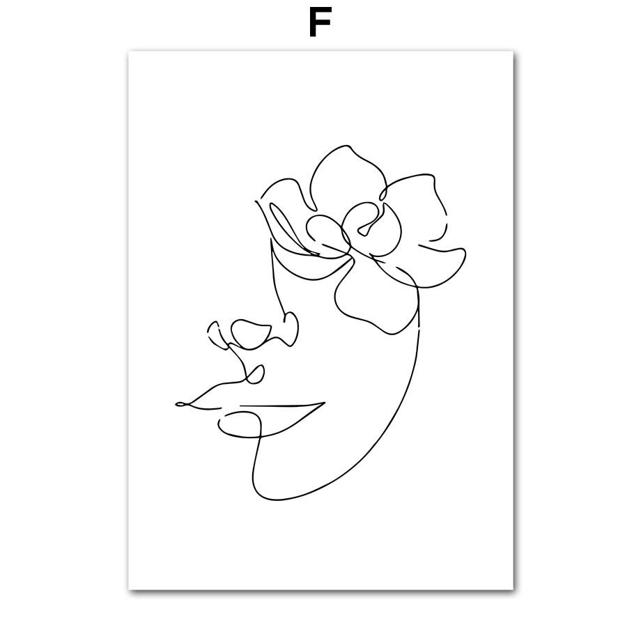 Woman Abstract Lines Minimalism Flower Lips Posters Prints Canvas Painting Nordic Wall Art Pictures Living Room Home Decor